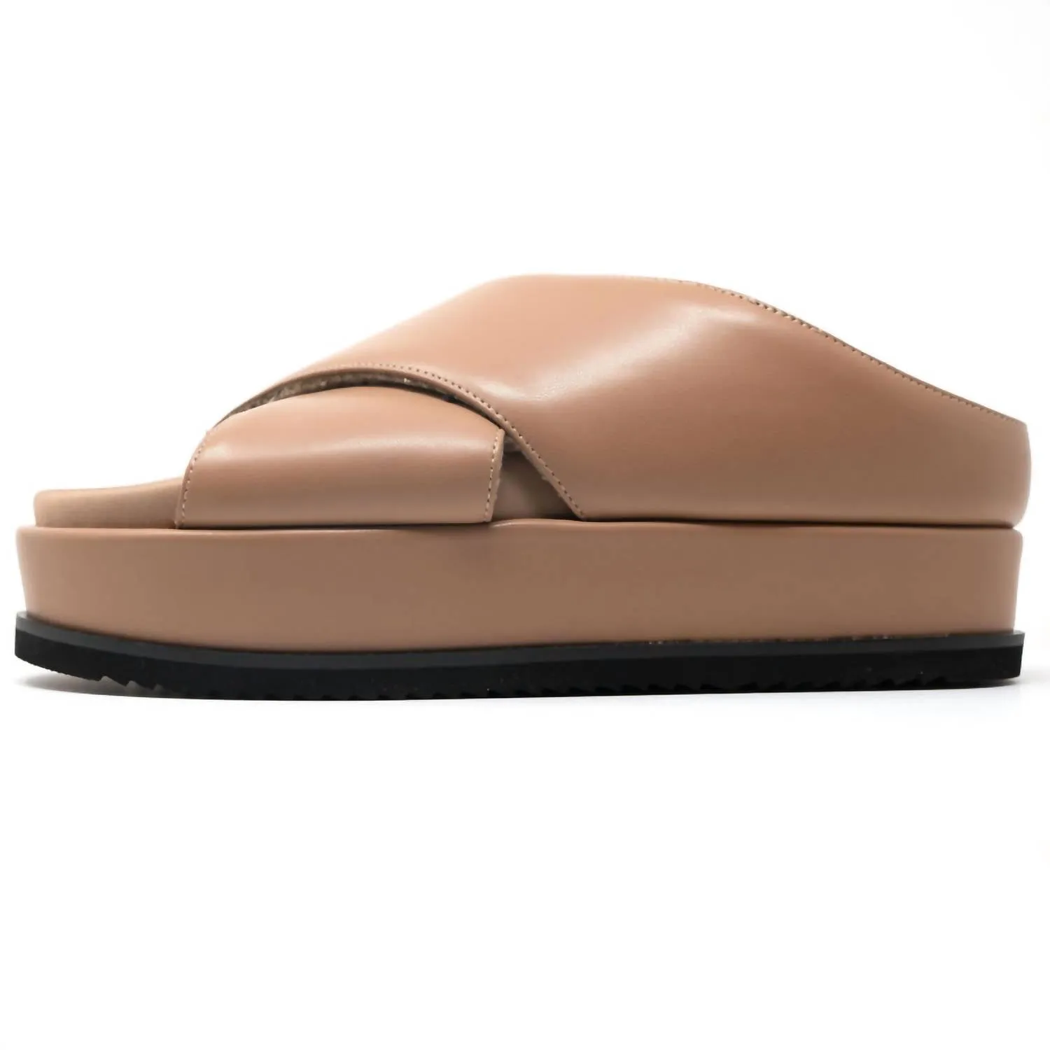 Cross Stack Platform Sandal In Nude