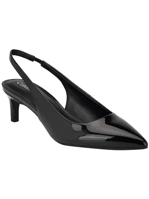DAINTY Womens Pointed toe Kitten heel Slingback Heels