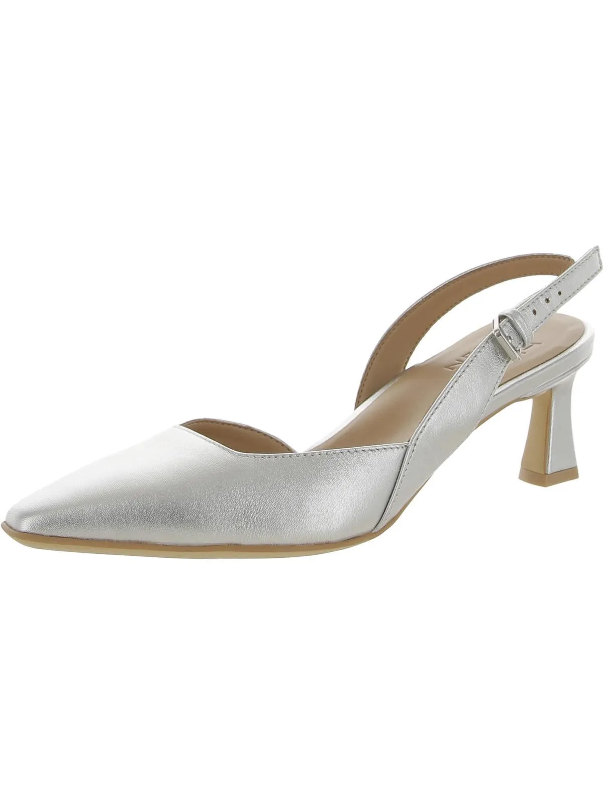 Dalary Womens Patent Leather Pointed Toe Slingback Heels