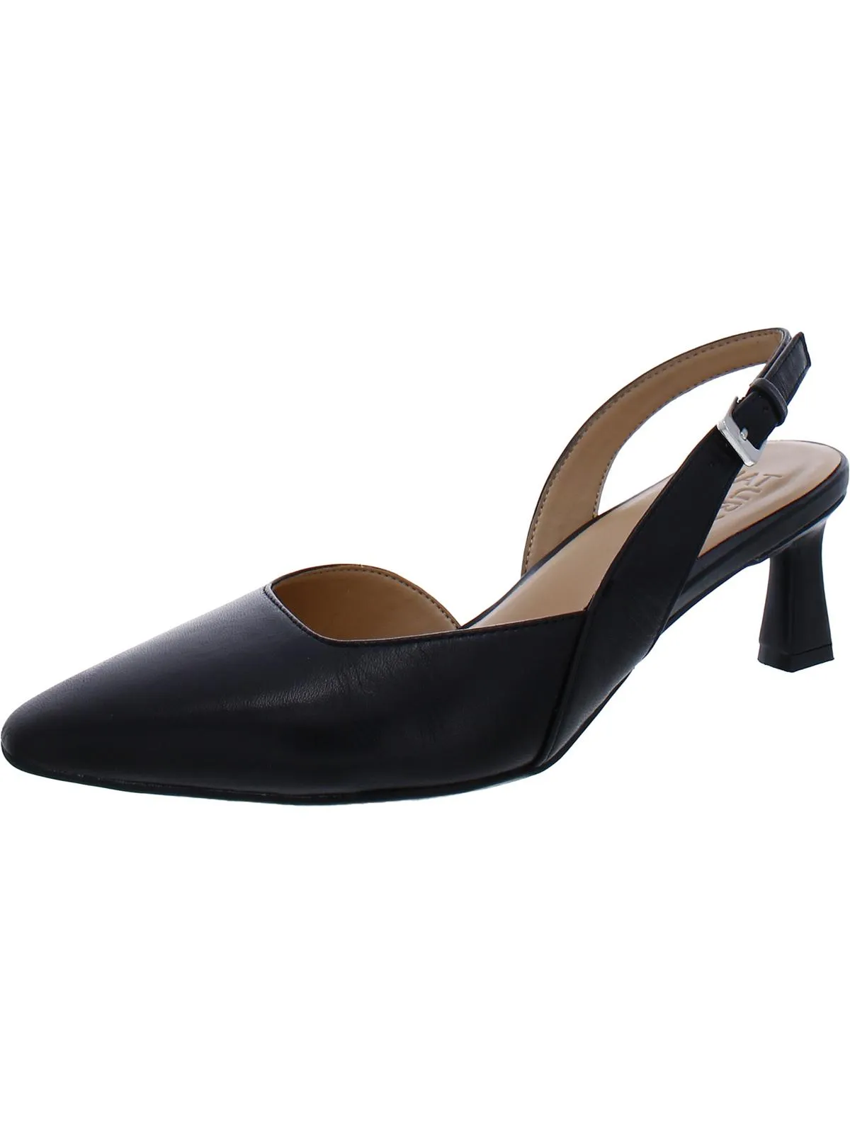 Dalary Womens Patent Leather Pointed Toe Slingback Heels