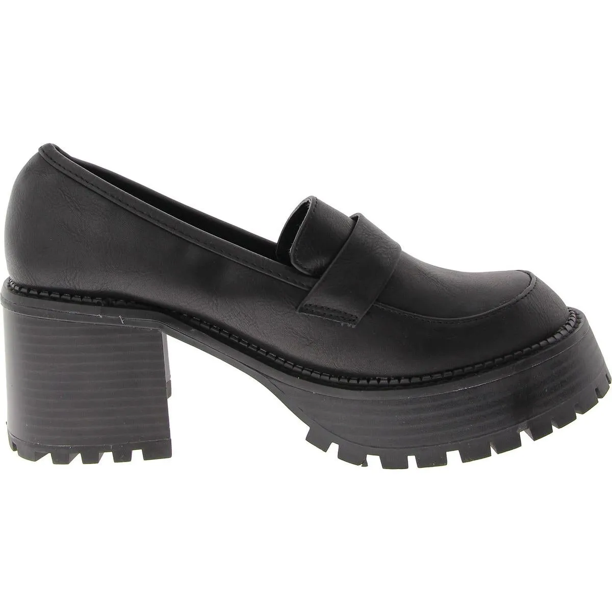 Dalilah Womens Faux Leather Lugged Sole Platform Heels