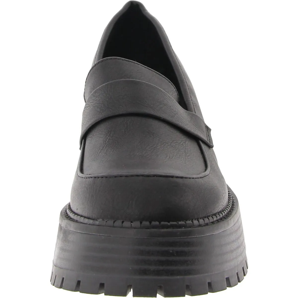 Dalilah Womens Faux Leather Lugged Sole Platform Heels