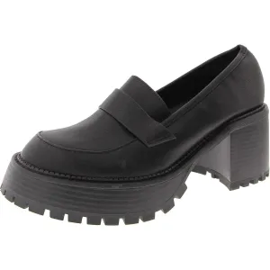 Dalilah Womens Faux Leather Lugged Sole Platform Heels