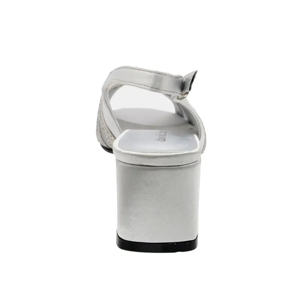 David Tate Desire Silver Satin Heel Sandal (Womens)