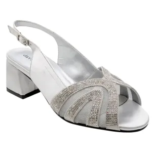 David Tate Desire Silver Satin Heel Sandal (Womens)