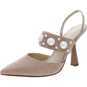 Debut 2 Womens Pointed-toe Beaded Slingback Heels