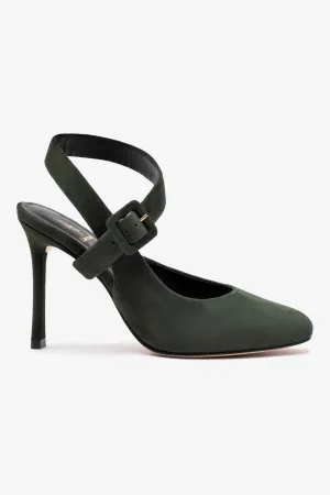 Deena By Larroud Pump In Deep Olivine Suede