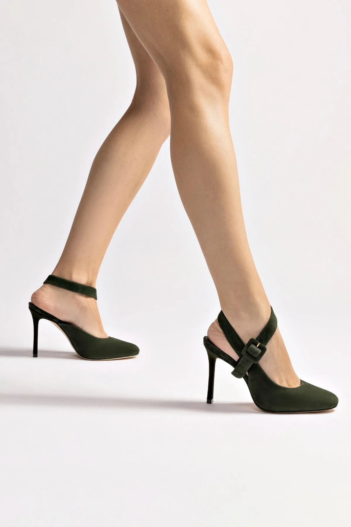 Deena By Larroud Pump In Deep Olivine Suede