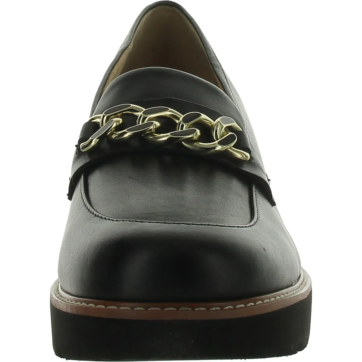 Desi Womens Leather Slip On Loafer Heels