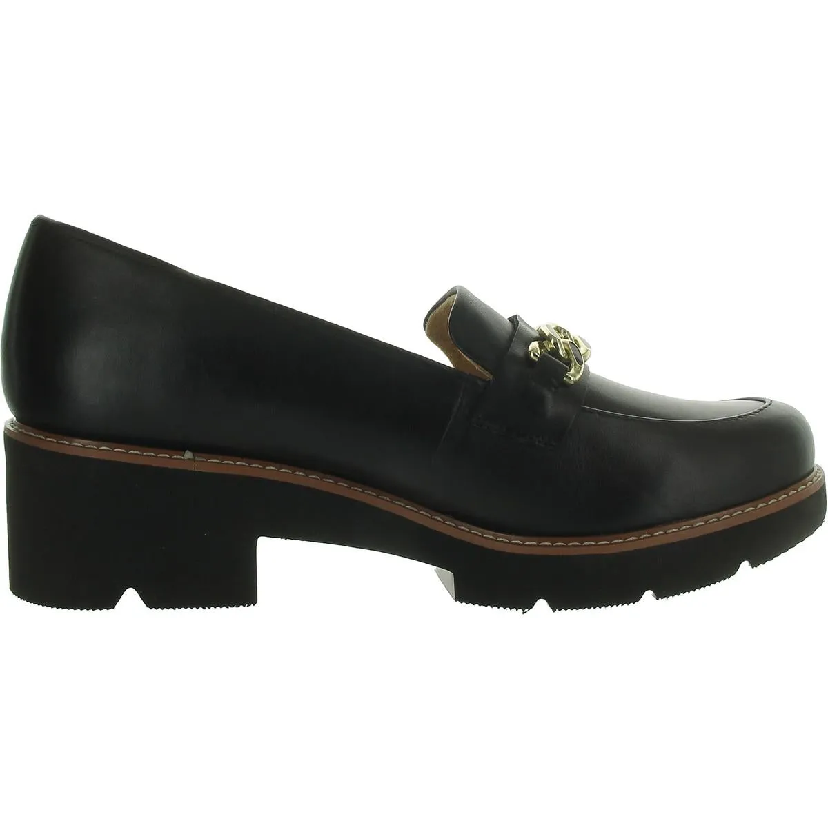 Desi Womens Leather Slip On Loafer Heels