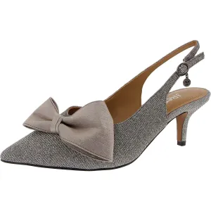 Devika Womens Bow Patent Slingback Heels