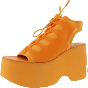 Diandra Womens Lace-Up Faux Leather Platform Heels