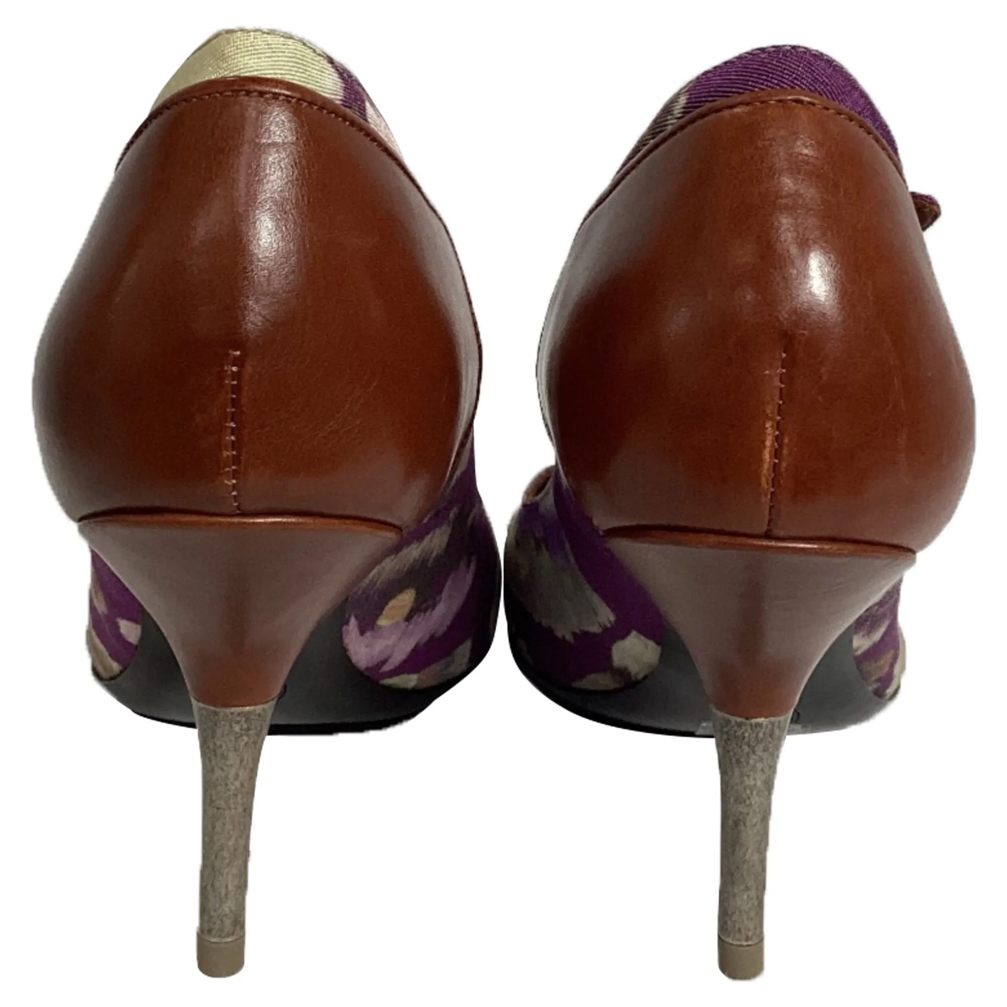 Dries Van Noten Floral Print Pumps in Purple Cotton