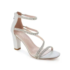 Eden-15 Silver Strappy Rhinestone Heels