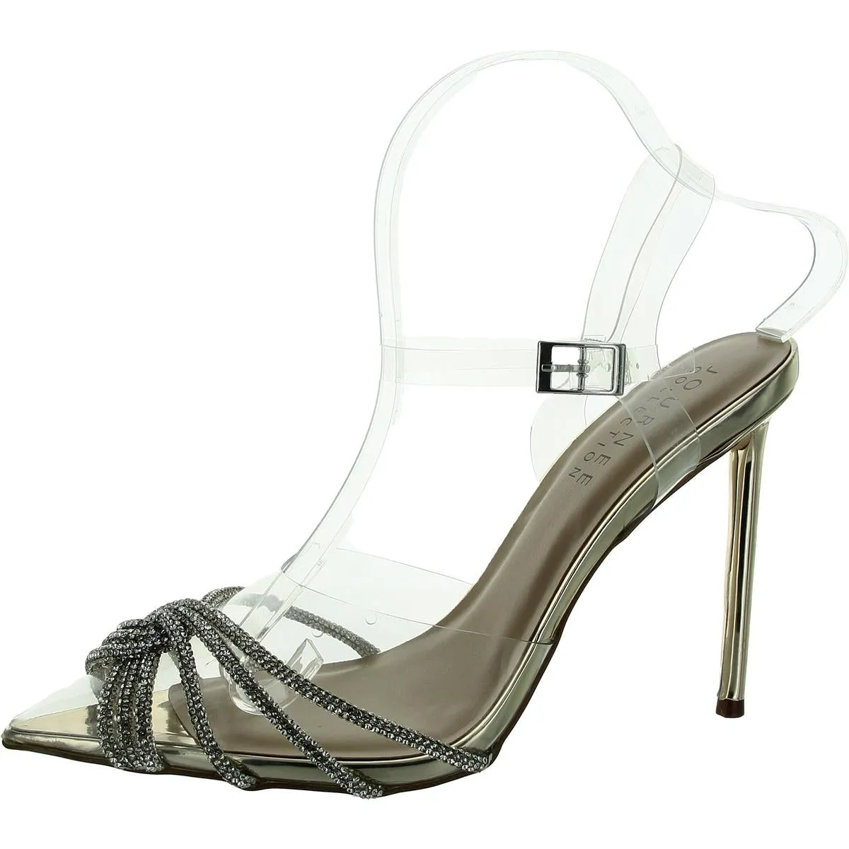 Eleora Womens Rhinestone Faux Leather Ankle Strap