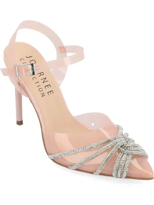 Eleora Womens Rhinestone Faux Leather Ankle Strap