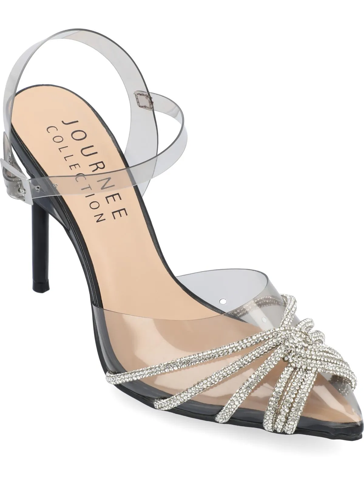 Eleora Womens Rhinestone Faux Leather Ankle Strap
