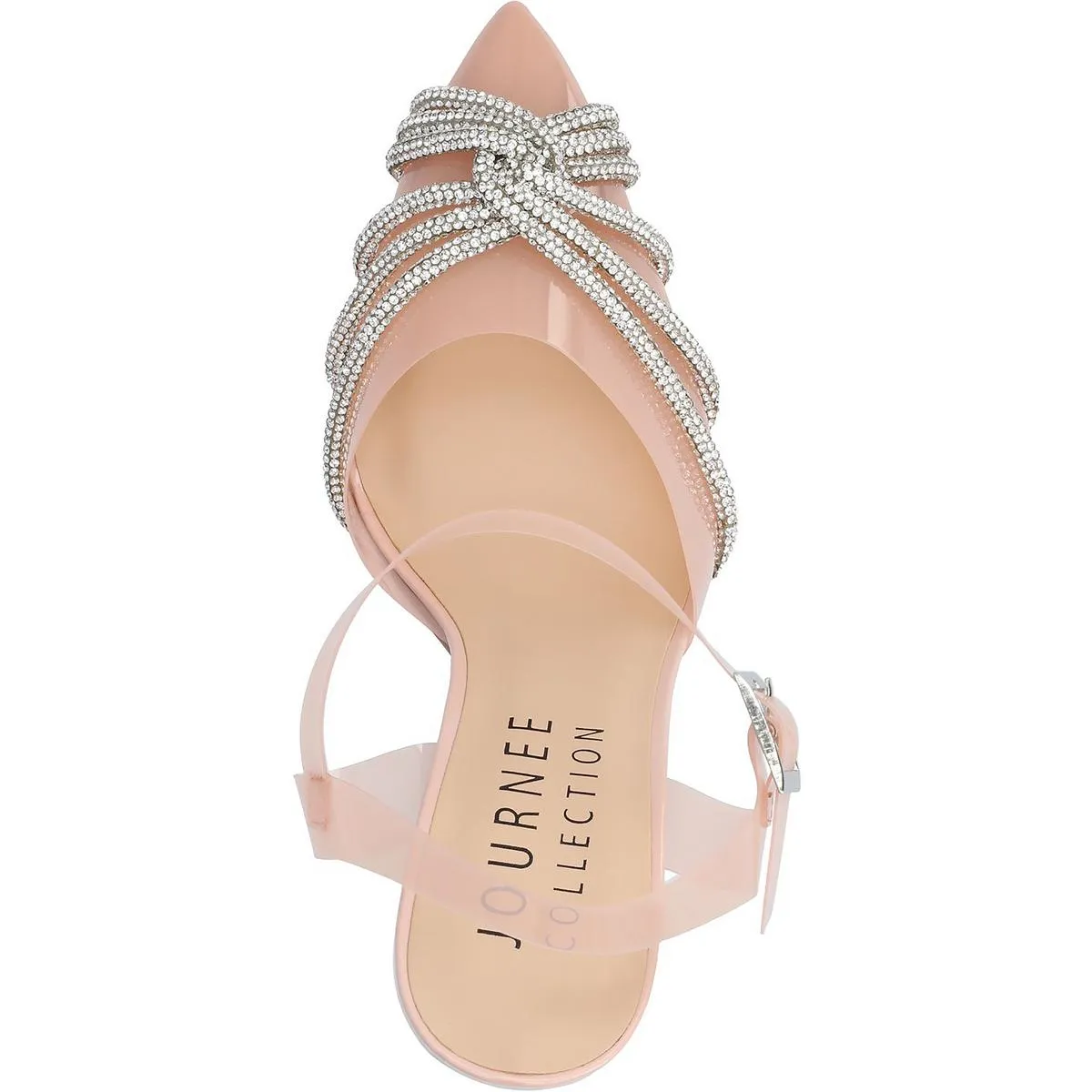 Eleora Womens Rhinestone Faux Leather Ankle Strap