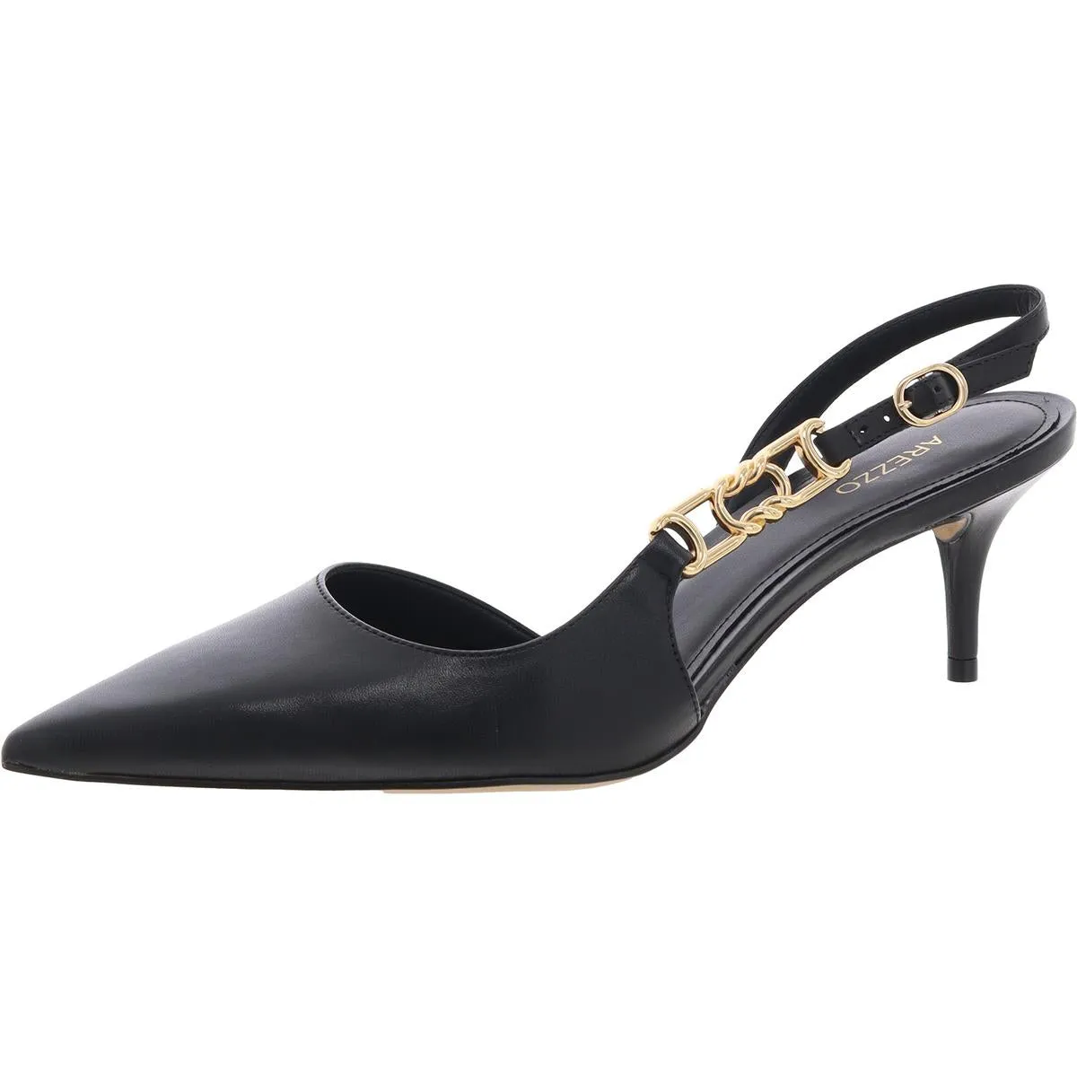 Faye Womens Leather Embellished Slingback Heels