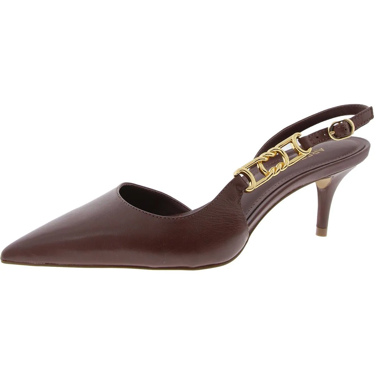 Faye Womens Leather Embellished Slingback Heels
