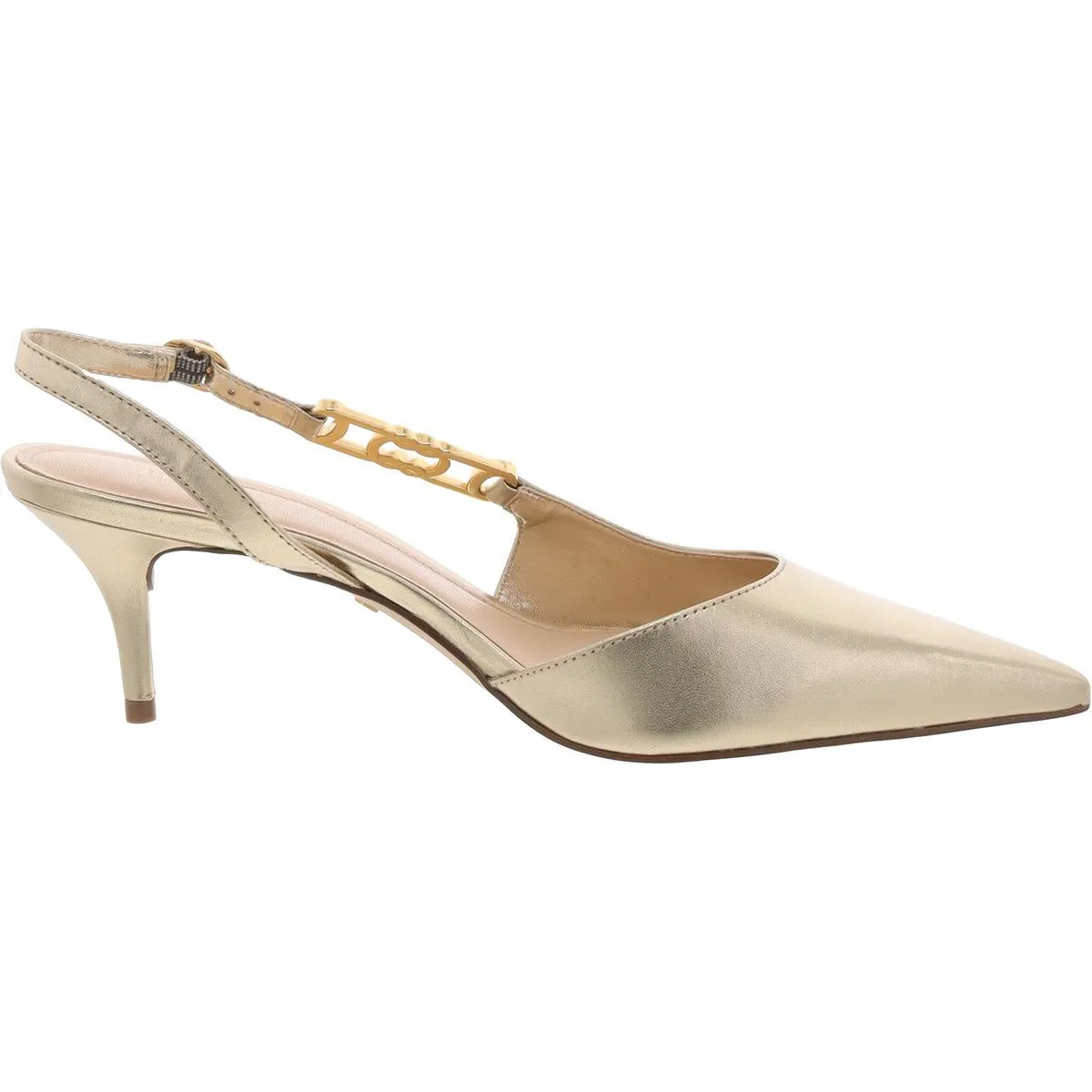 Faye Womens Leather Embellished Slingback Heels