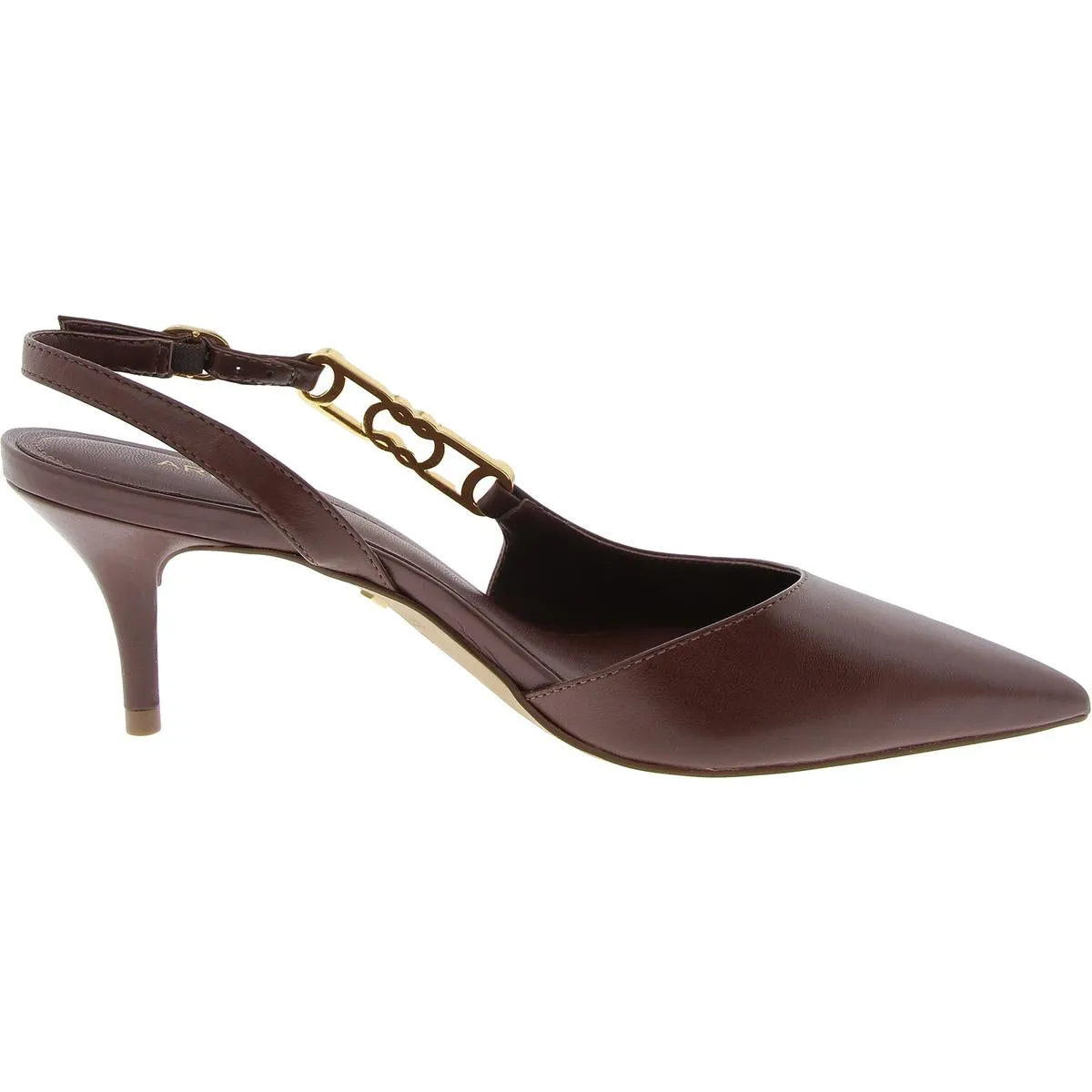 Faye Womens Leather Embellished Slingback Heels