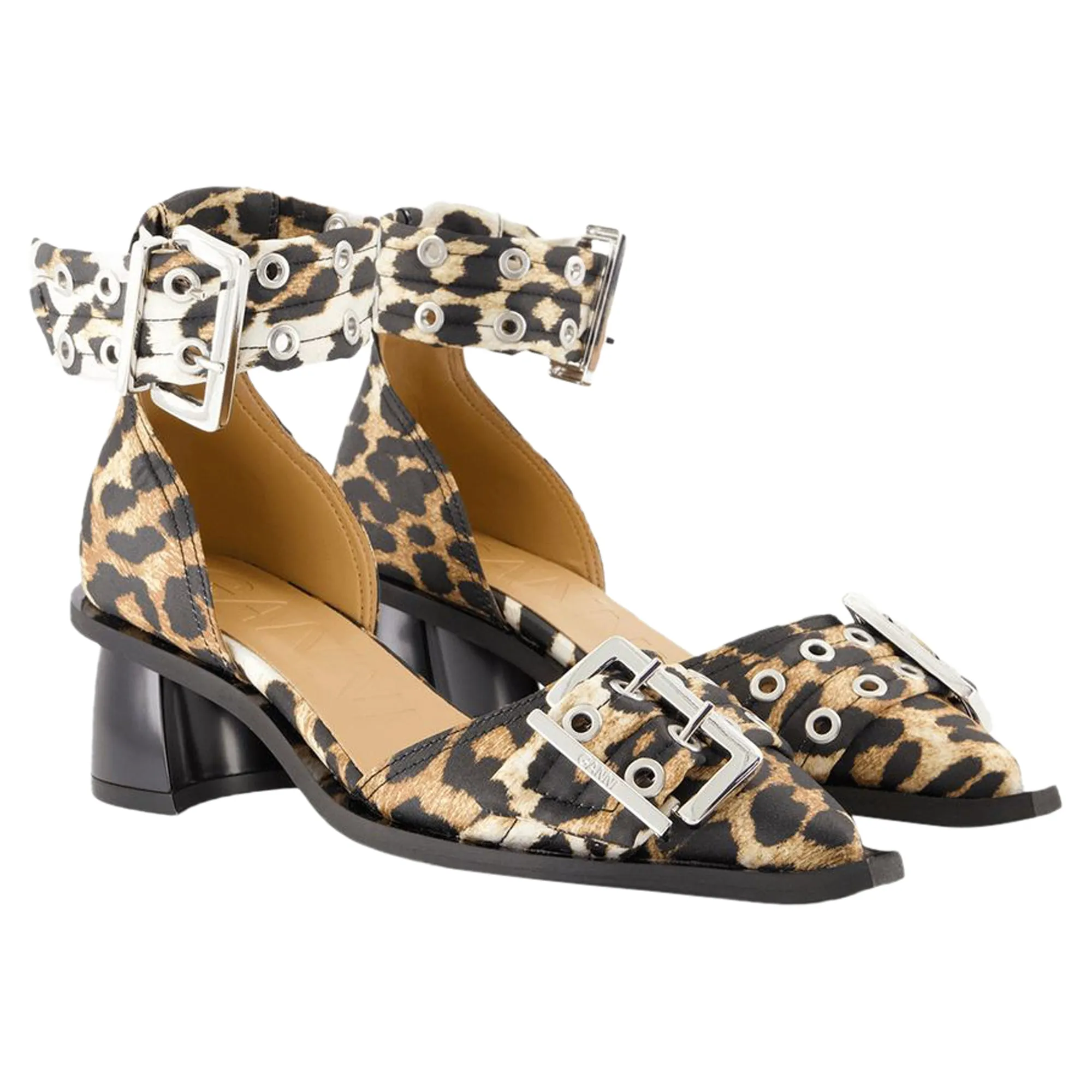 Feminine Open Cut Pumps - Ganni - Synthetic - Printed