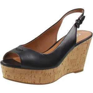 Ferry Womens Buckle Leather Wedge Heels