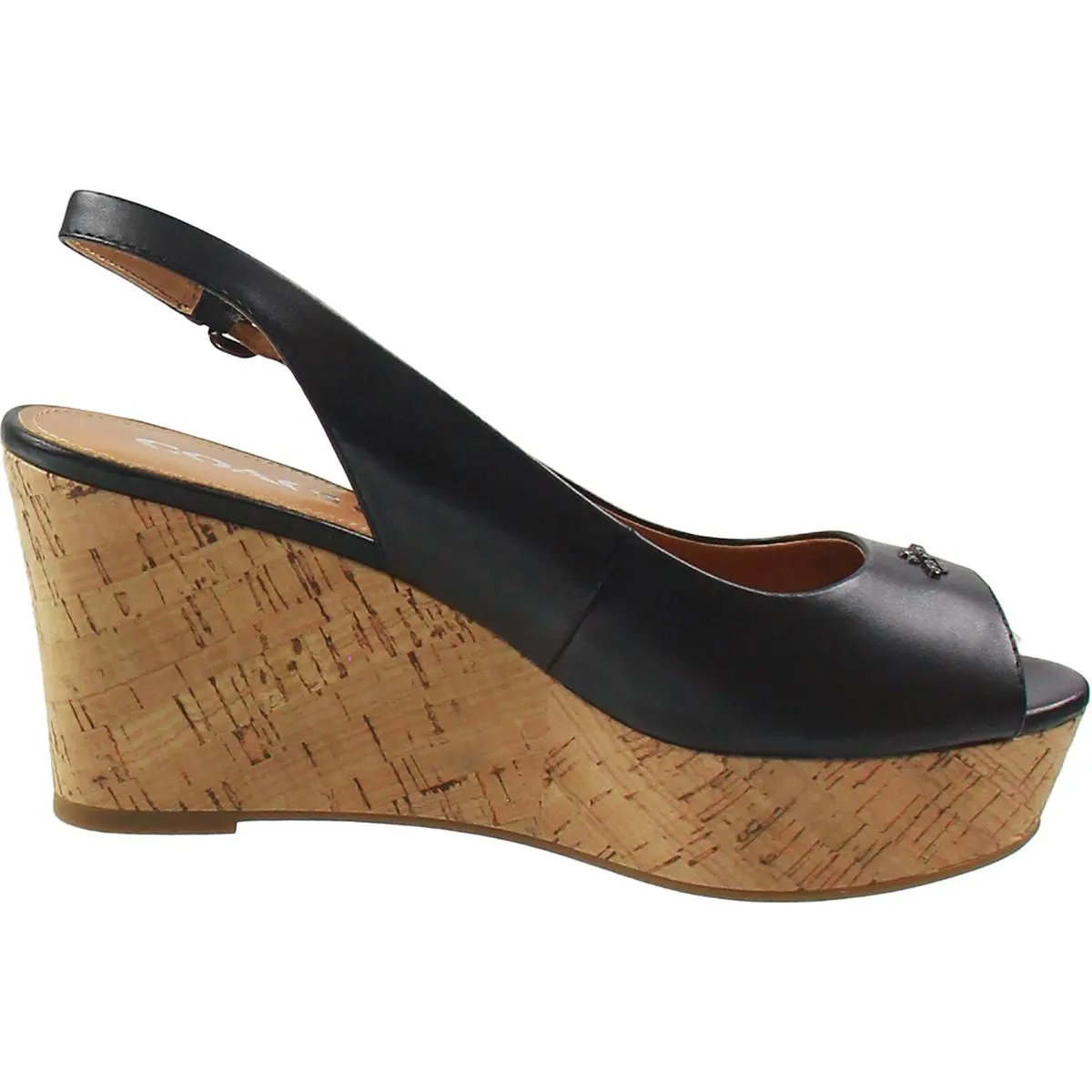 Ferry Womens Buckle Leather Wedge Heels