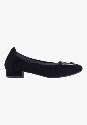 Floella Buckle Pump In Black Kid Suede