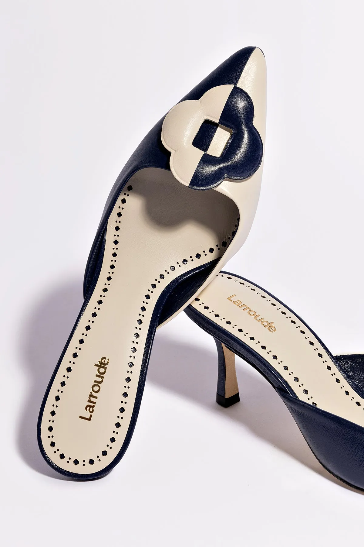 Flora Pump In Navy and Ivory Leather