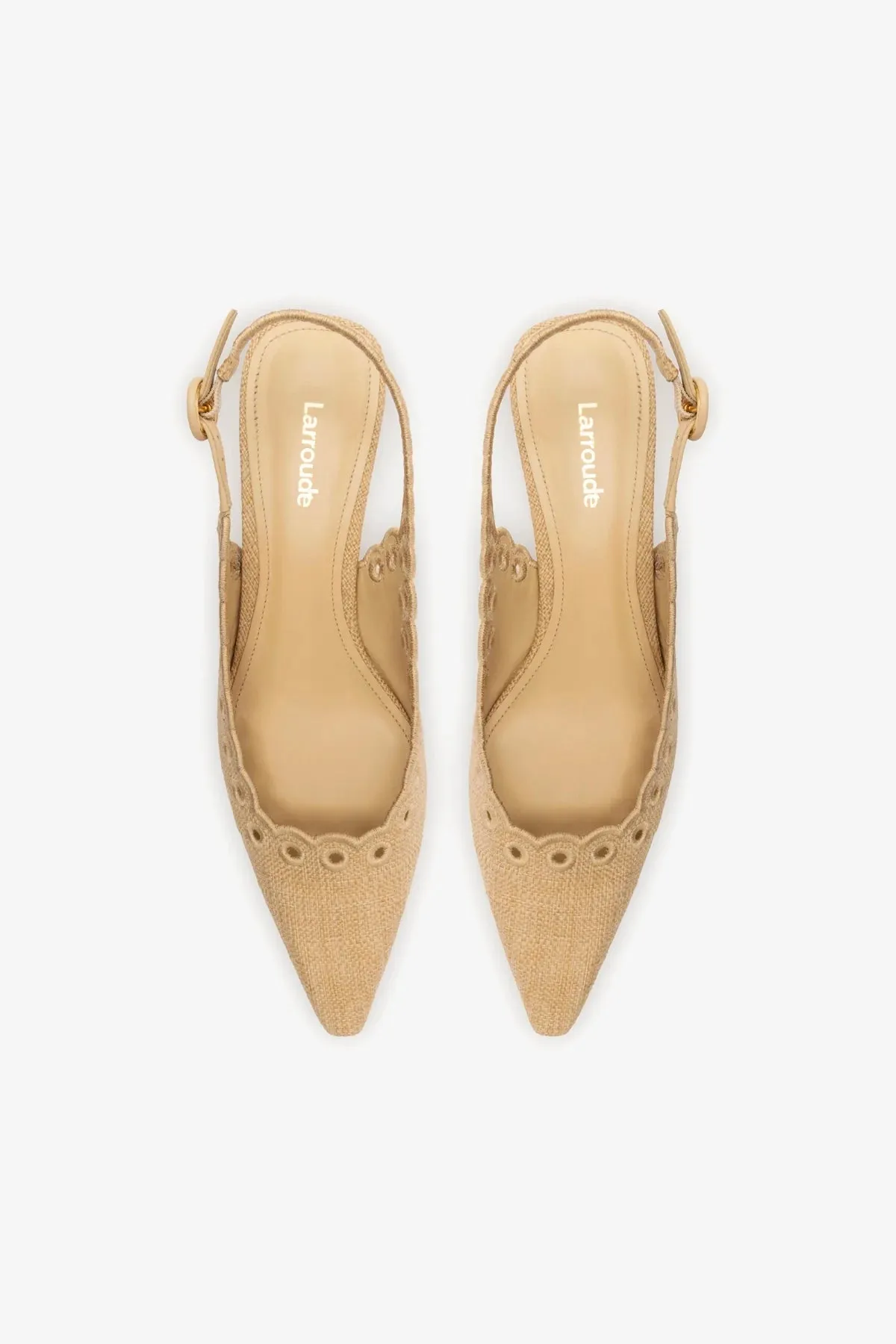 Florence Broderie Pump In Beige Raffia