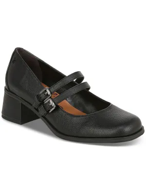 Flores Mary Jane Womens Faux Leather Embossed Mary Jane Heels