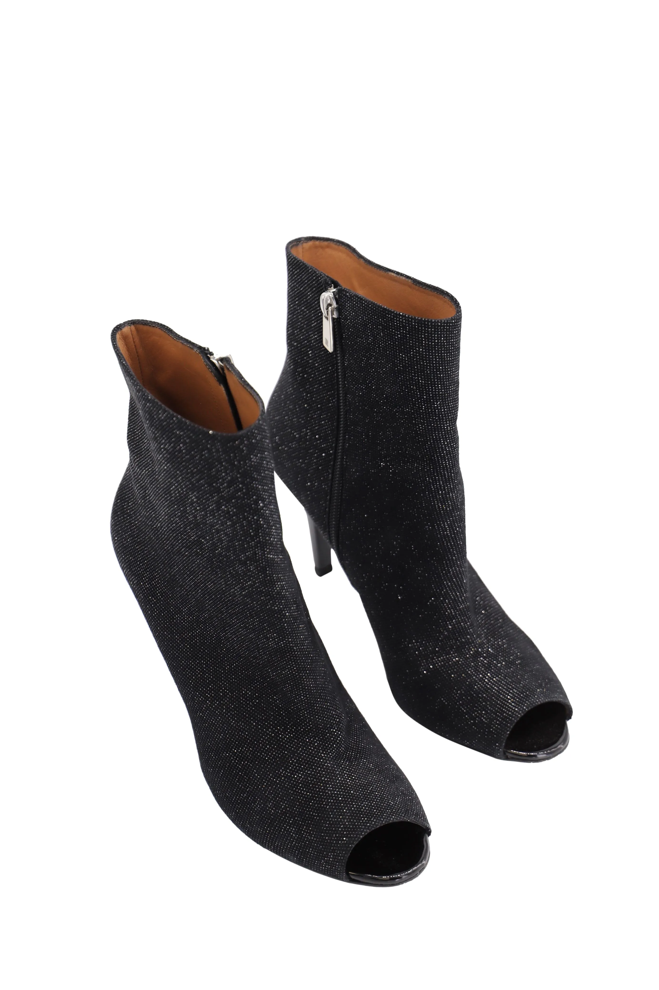 Fratelli Rossetti Metallic Open Toe Pointed Boots in Black Leather