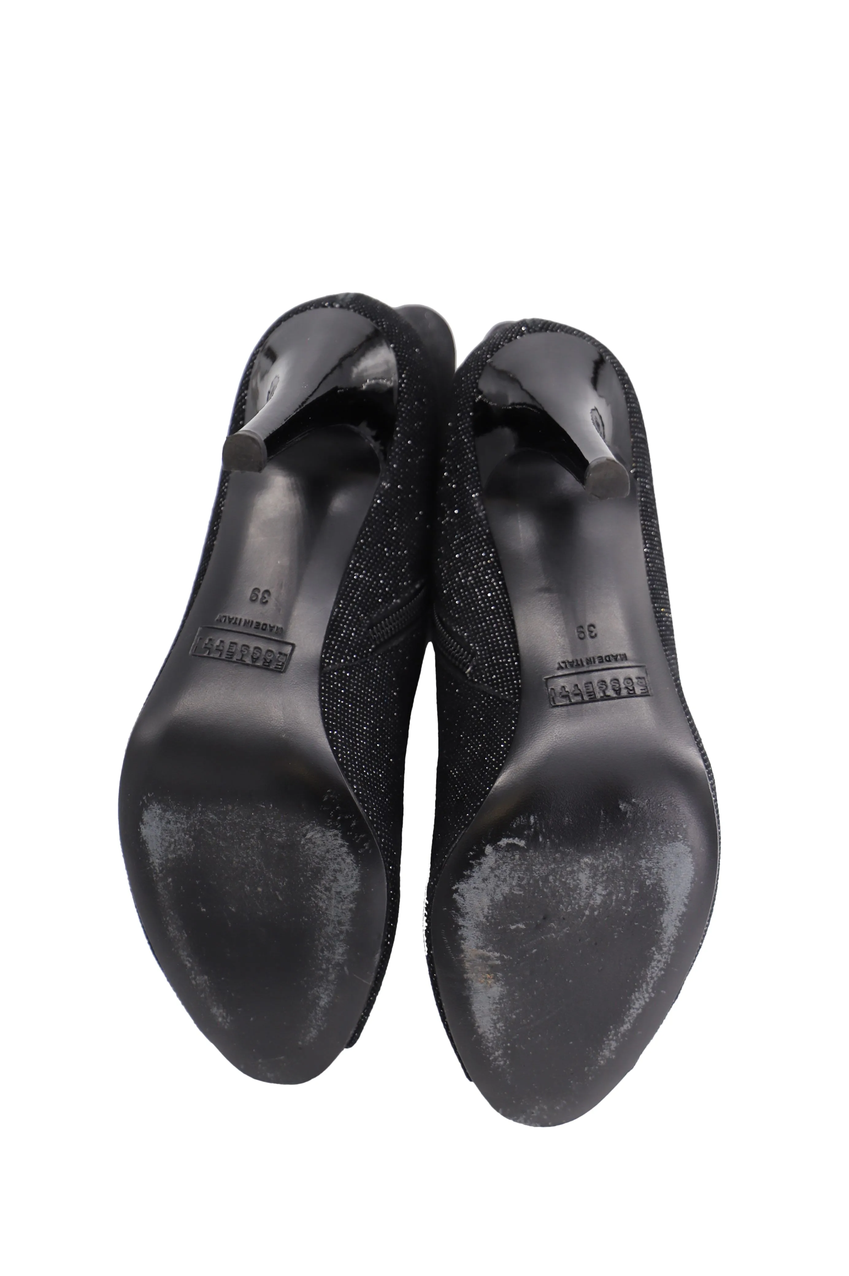 Fratelli Rossetti Metallic Open Toe Pointed Boots in Black Leather