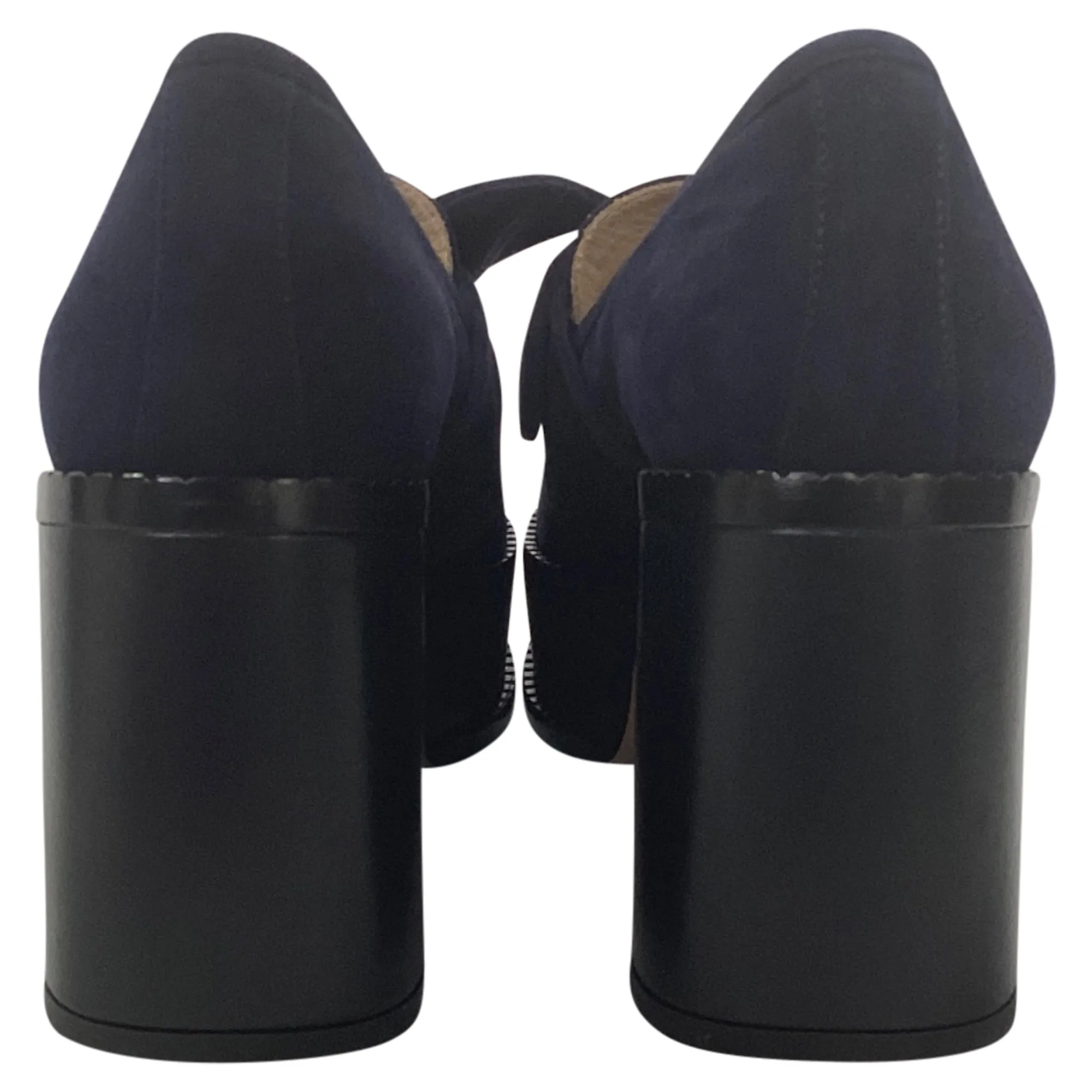 Gabriela Hearst Juan Bow-Detailed Platform Loafers in Navy Blue Suede