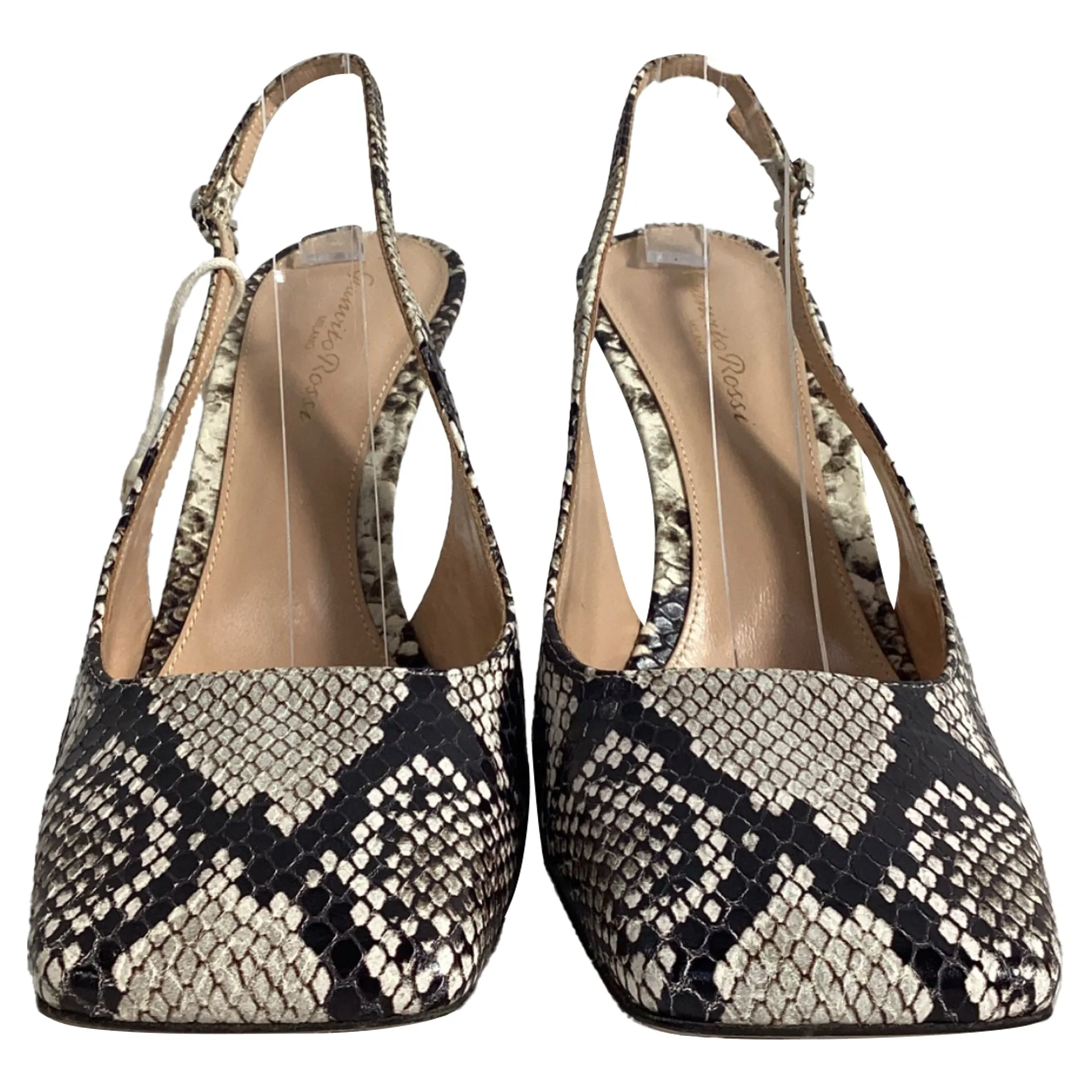 Gianvito Rossi Christina Snake Embossed Square Toe Pumps in Animal Print Leather