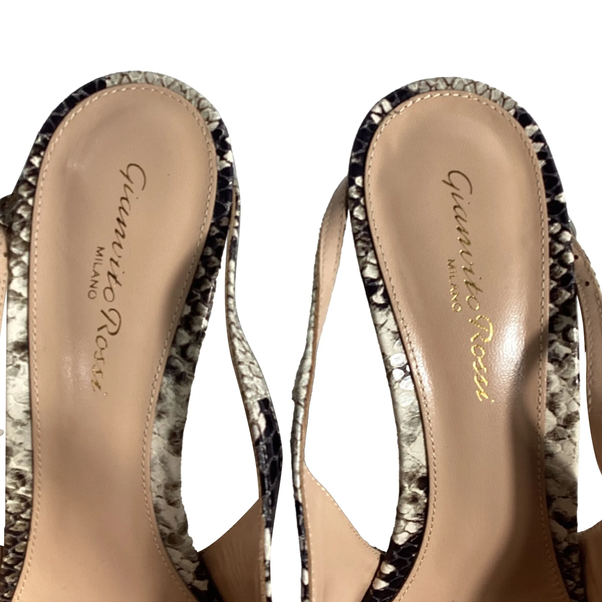 Gianvito Rossi Christina Snake Embossed Square Toe Pumps in Animal Print Leather