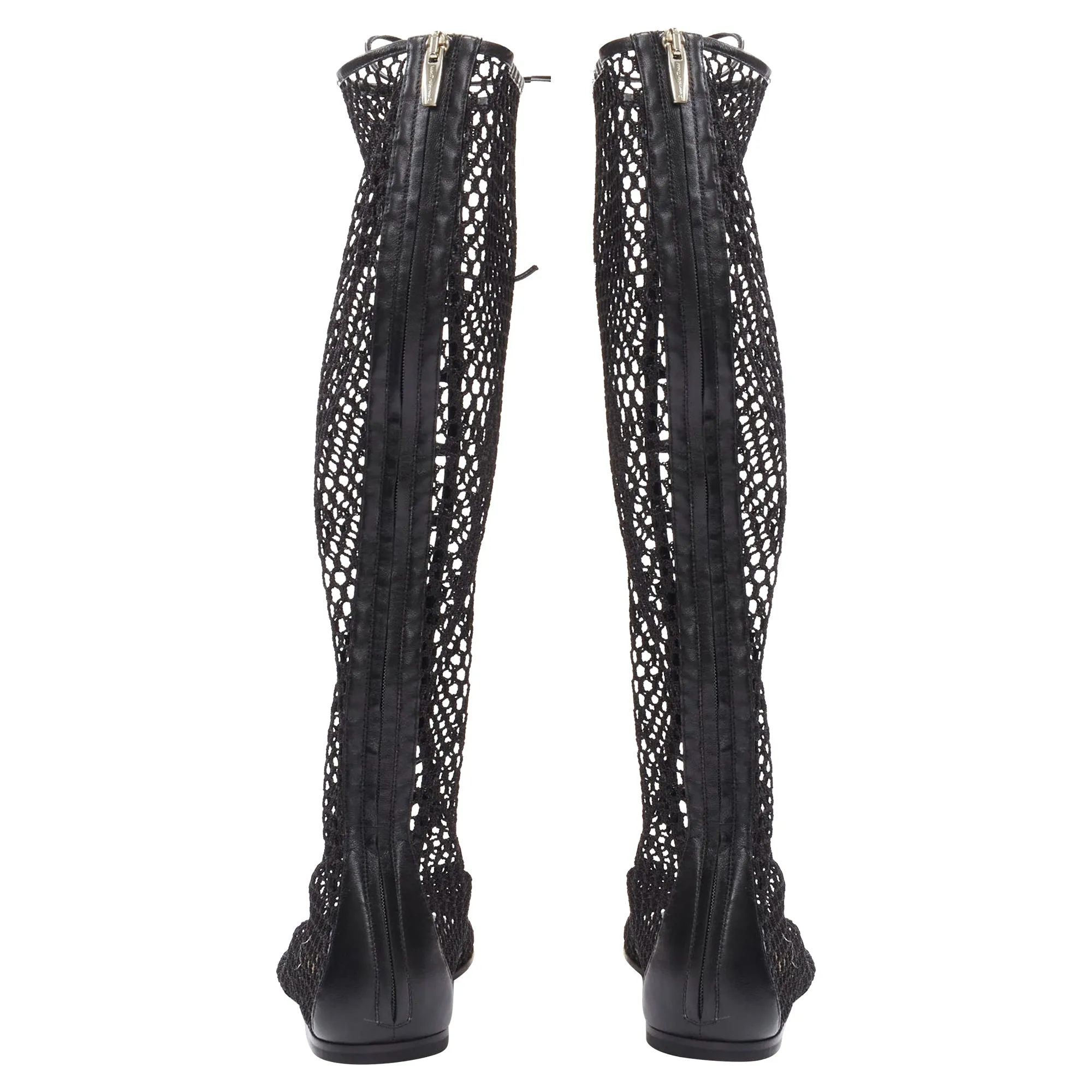 Gianvito Rossi Helena crochet mesh rings lace up sandals
