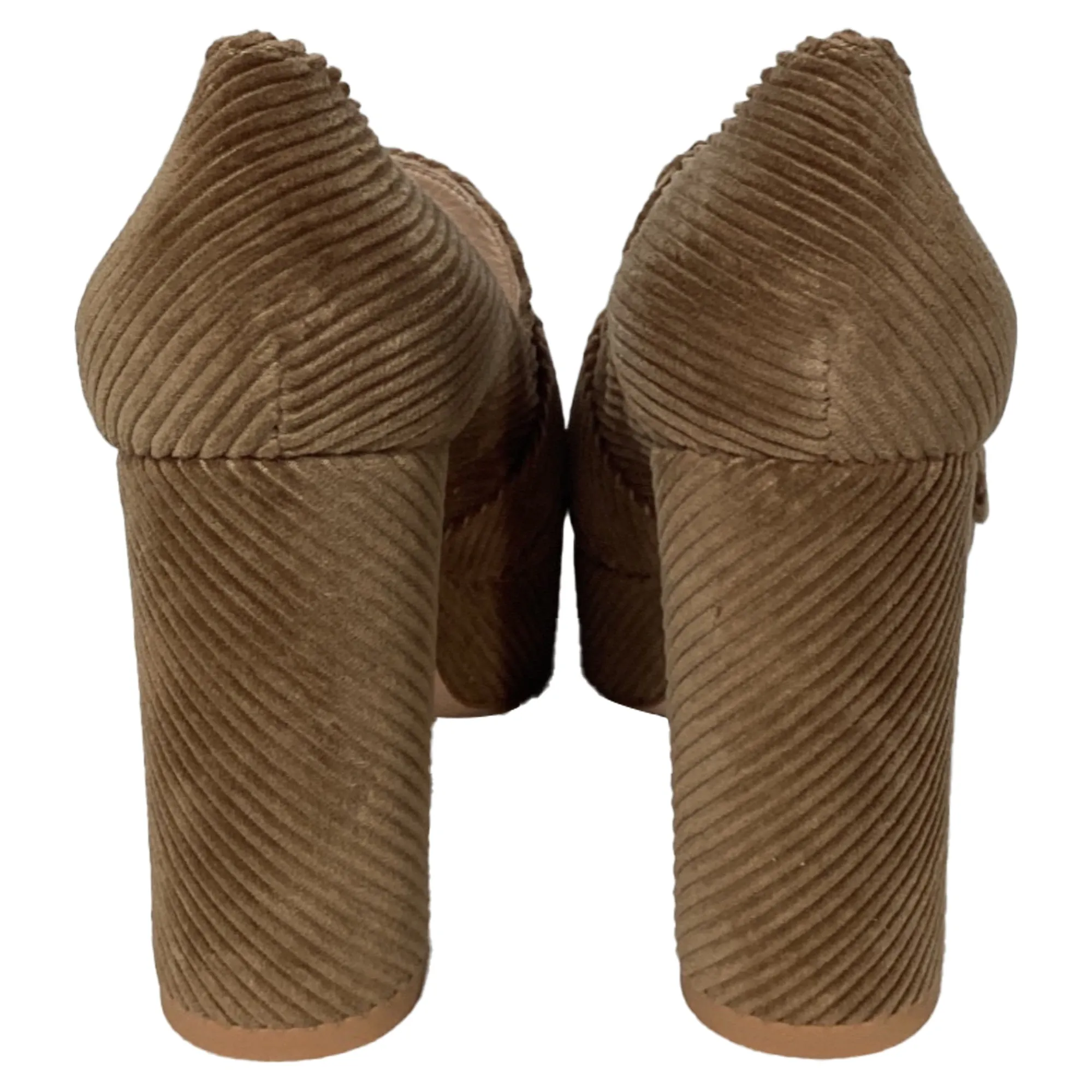 Gianvito Rossi Loafer Style Platform Pumps in Brown Corduroy