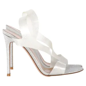 Gianvito Rossi Metropolis Sandal Heels in Silver Polyurethane