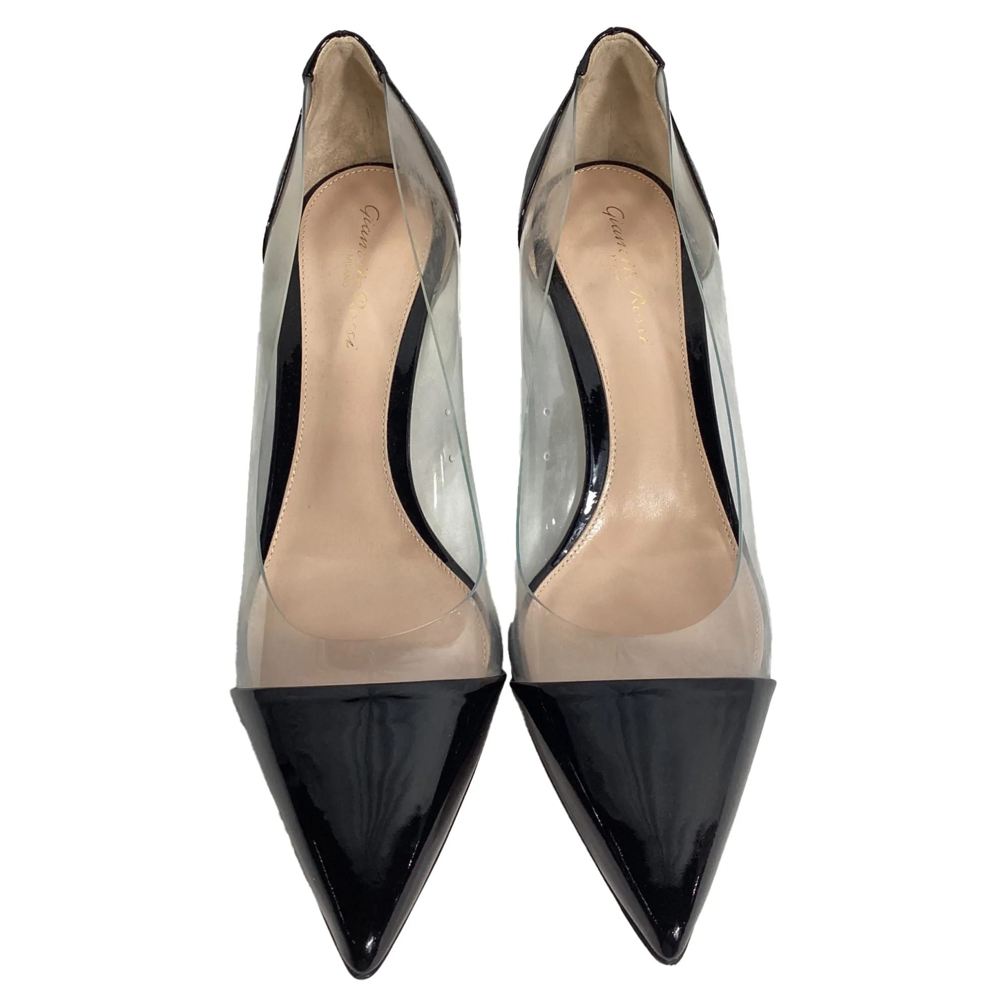 Gianvito Rossi Plexi 55 PVC Pumps in Black Patent Leather