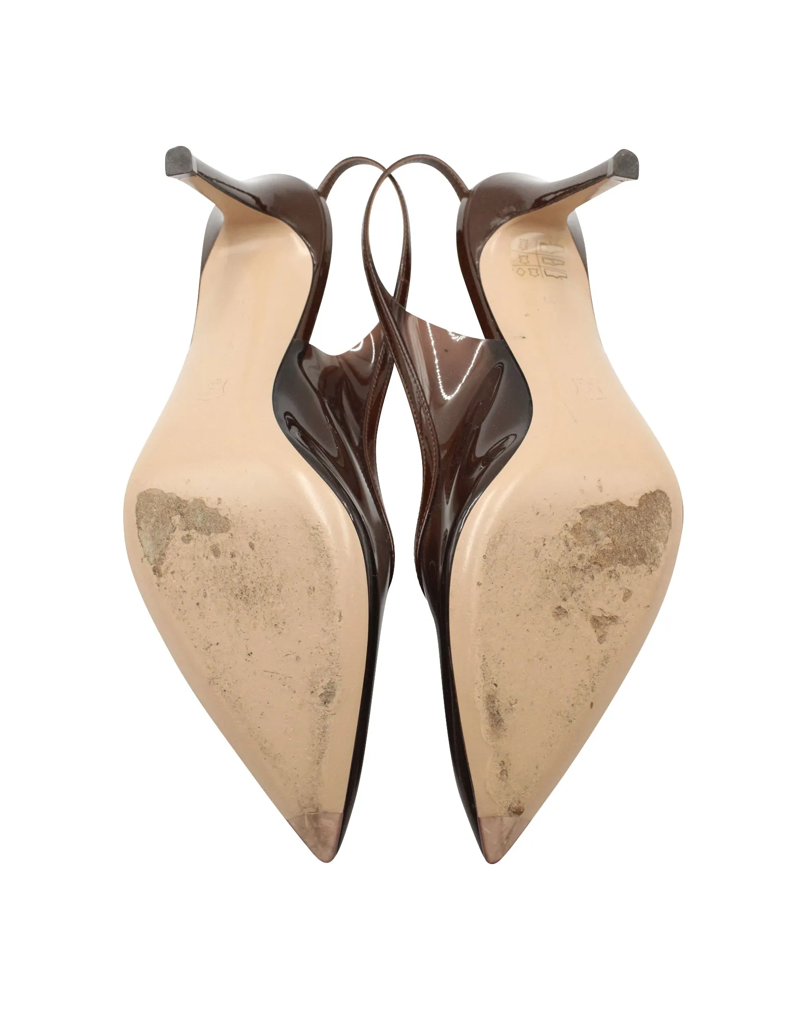 Gianvito Rossi Plexi 85 Slingback Pumps in Brown Leather-Trimmed PVC