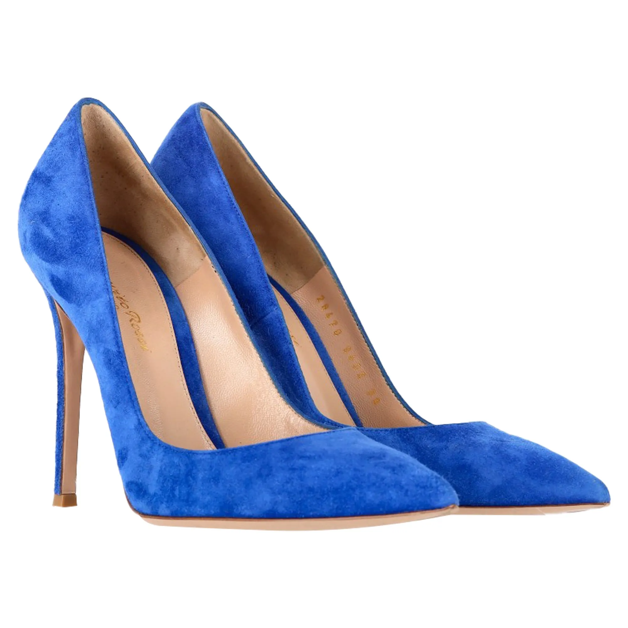 Gianvito Rossi Pointed Toe Pumps in Blue Suede