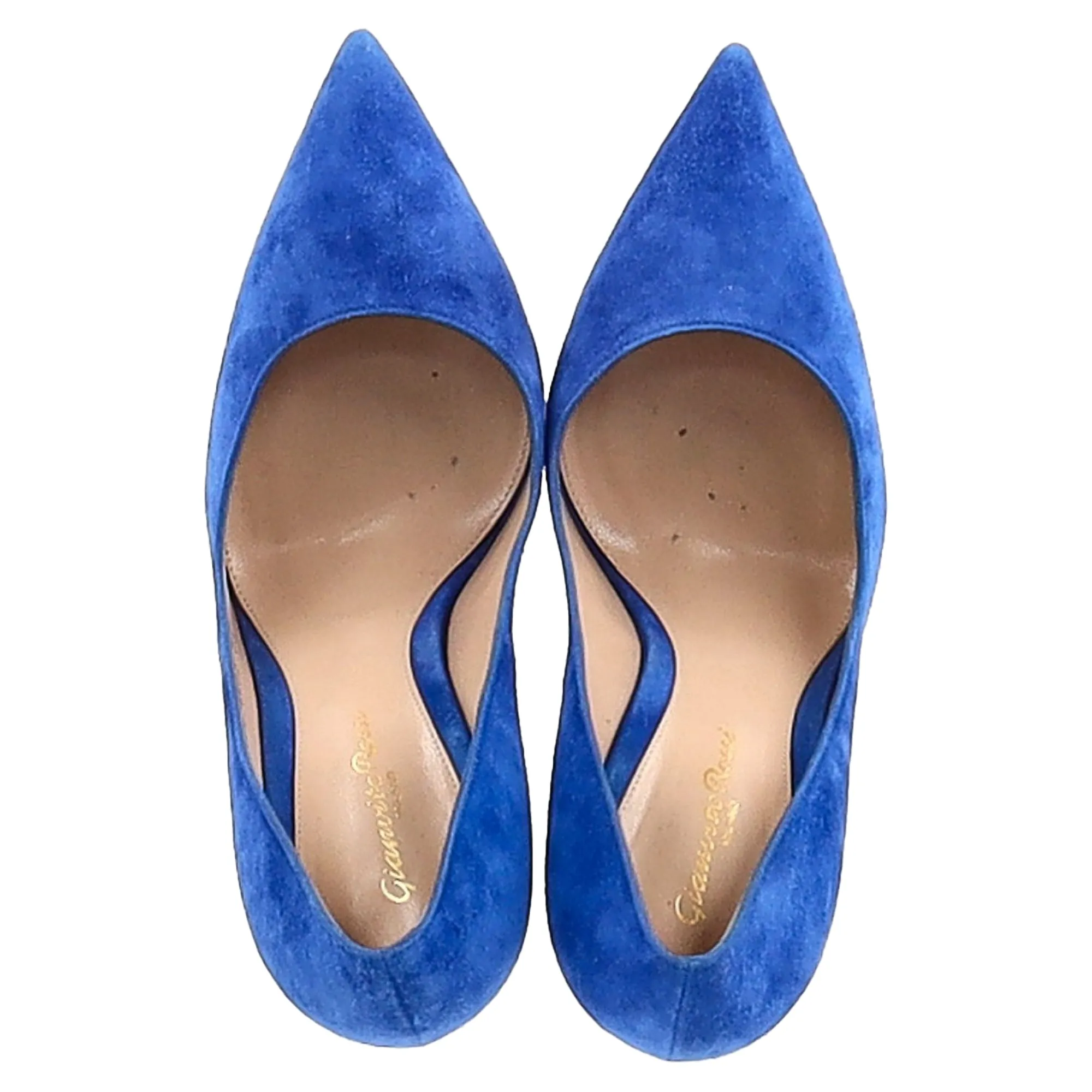 Gianvito Rossi Pointed Toe Pumps in Blue Suede