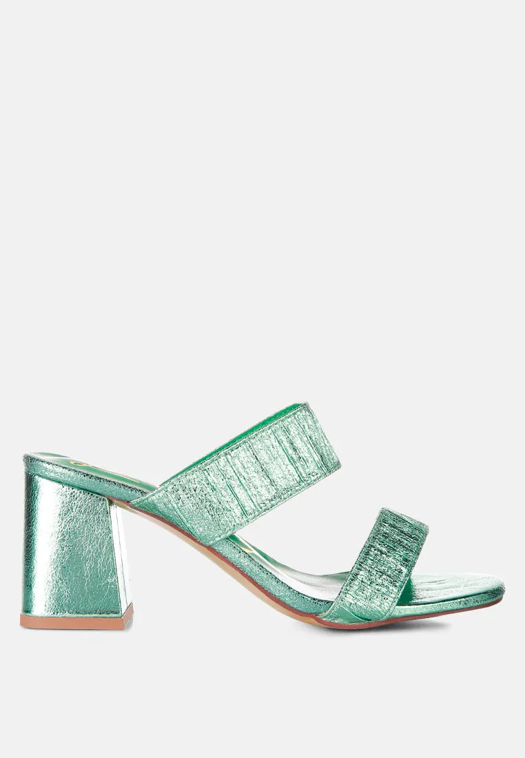 giblet metallic slip on block heels