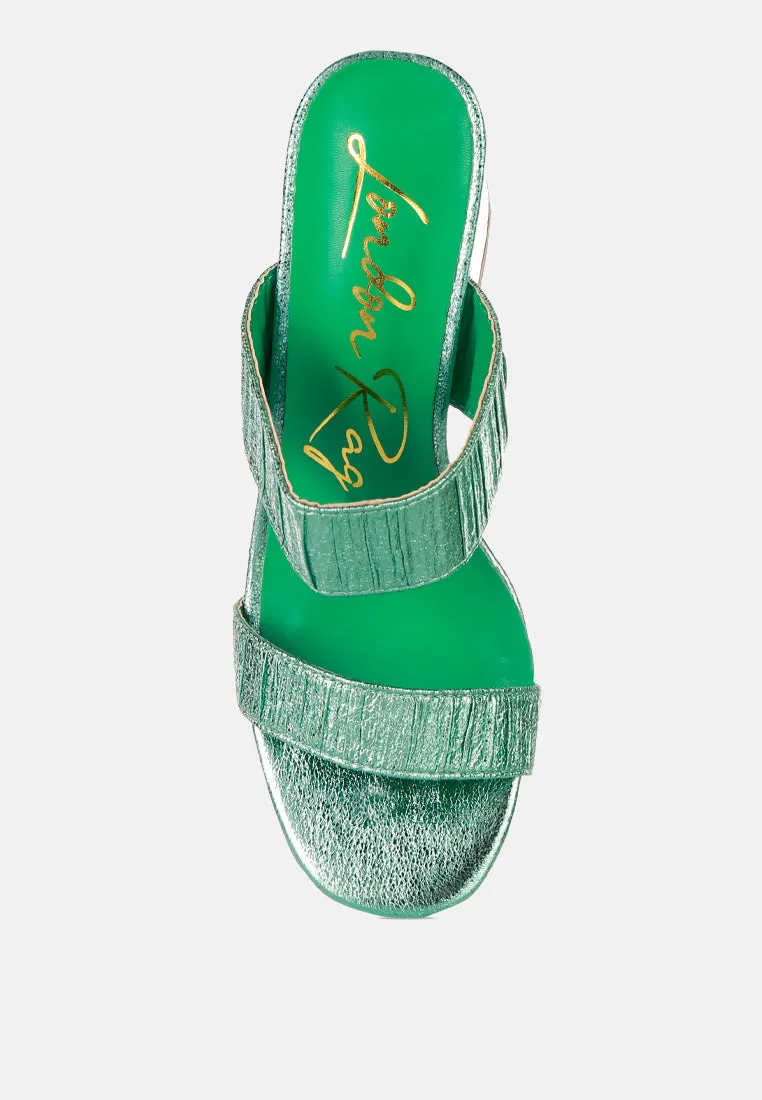 giblet metallic slip on block heels