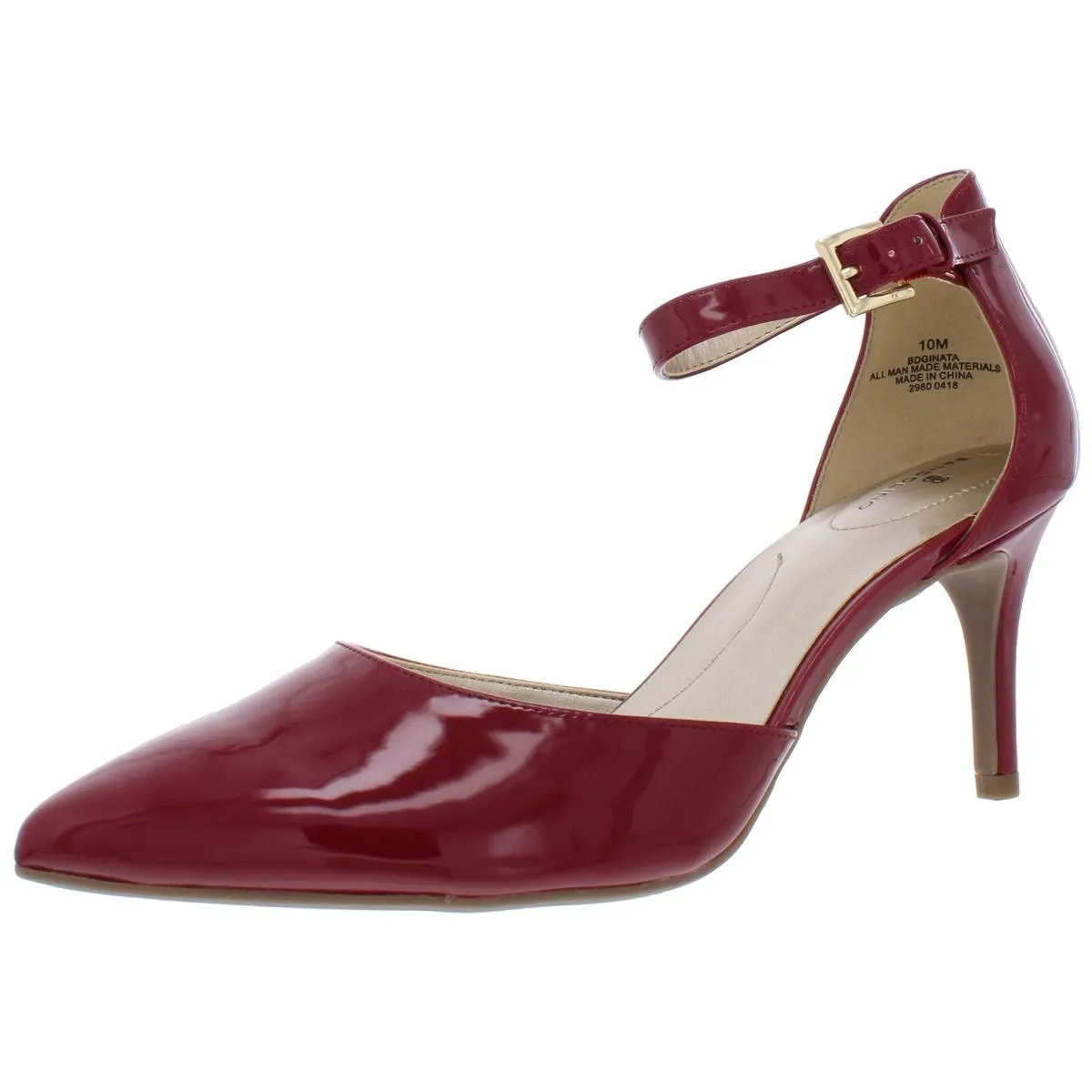 Ginata Womens Patent Leather Ankle Strap Pumps