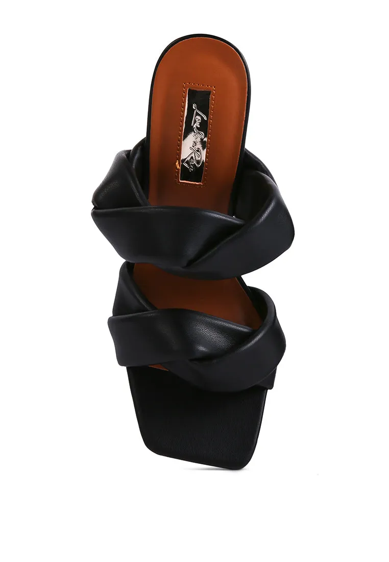 glam girl twisted strap spool heeled sandals