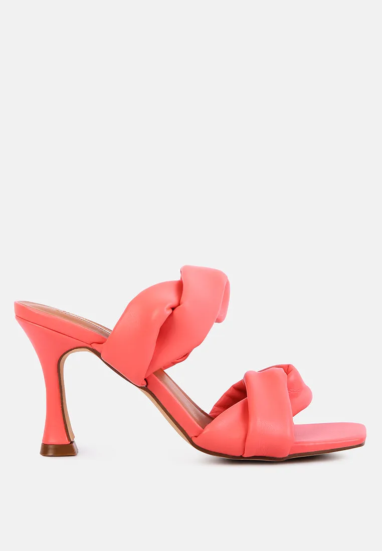 glam girl twisted strap spool heeled sandals